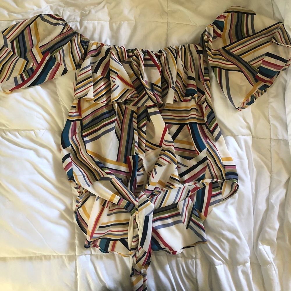 Off the shoulder tie front top